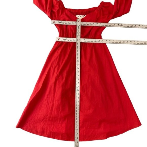 Anthropologie Klara off-shoulder dress full sleeve pockets V neck cotton 6Petite - Picture 12 of 14